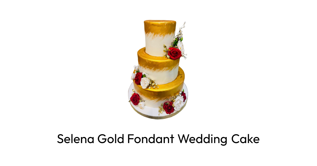 Selena Gold Fondant Wedding Cake | Rashmi's Bakery