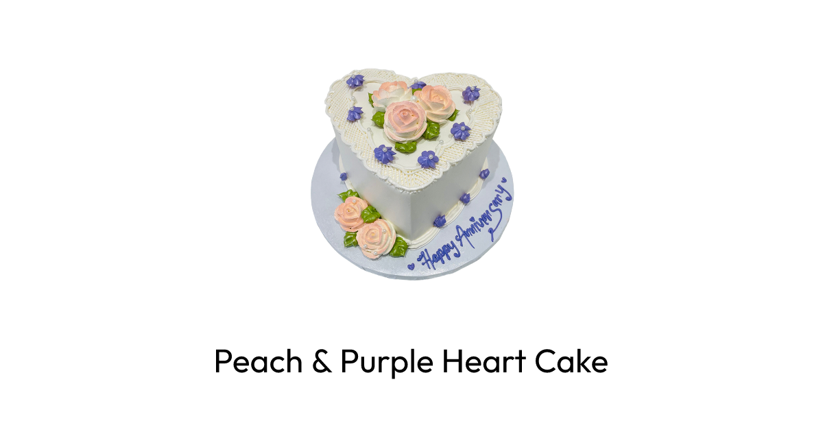 Peach & Purple Heart Cake | Rashmi's Bakery